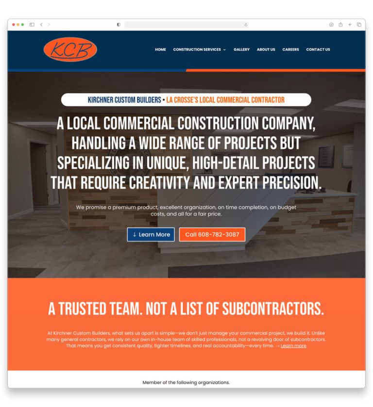 Kirchner Custom Builders Commercial — Website Design in Winona, MN