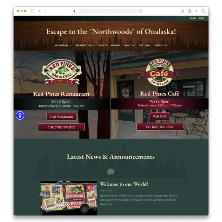 Red Pines Bar & Grill — Website Design in Winona, MN