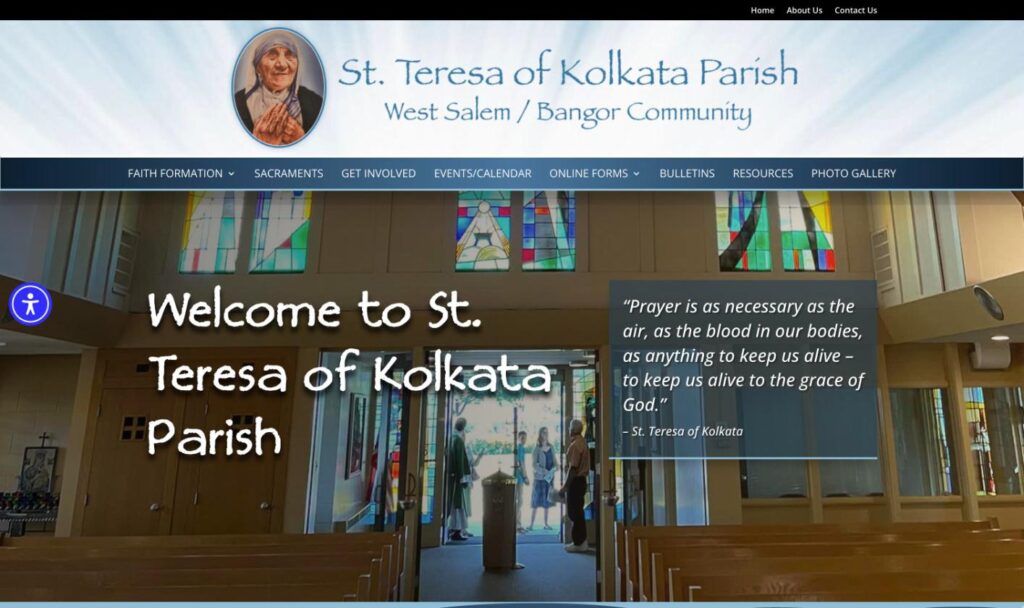 St. Teresa of Kolkata Parish website homepage designed by Bernadot Studios