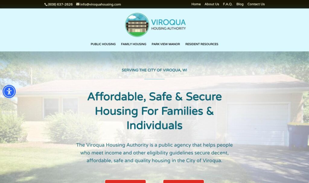 Viroqua Housing Authority website homepage designed by Bernadot Studios